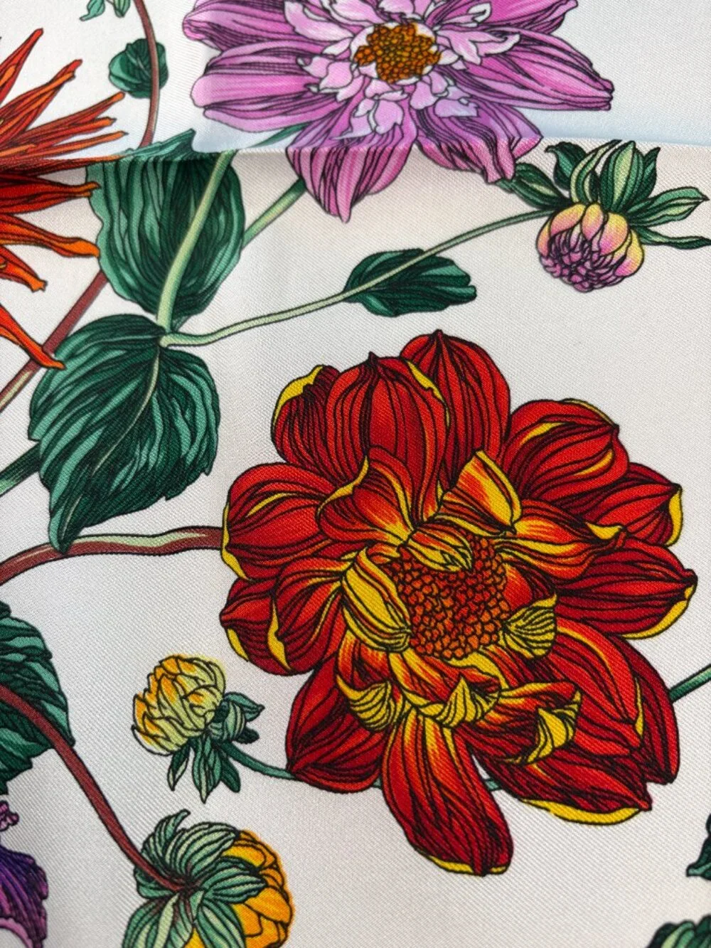 NWT Vintage Gucci “Dahlia” Silk Scarf 34